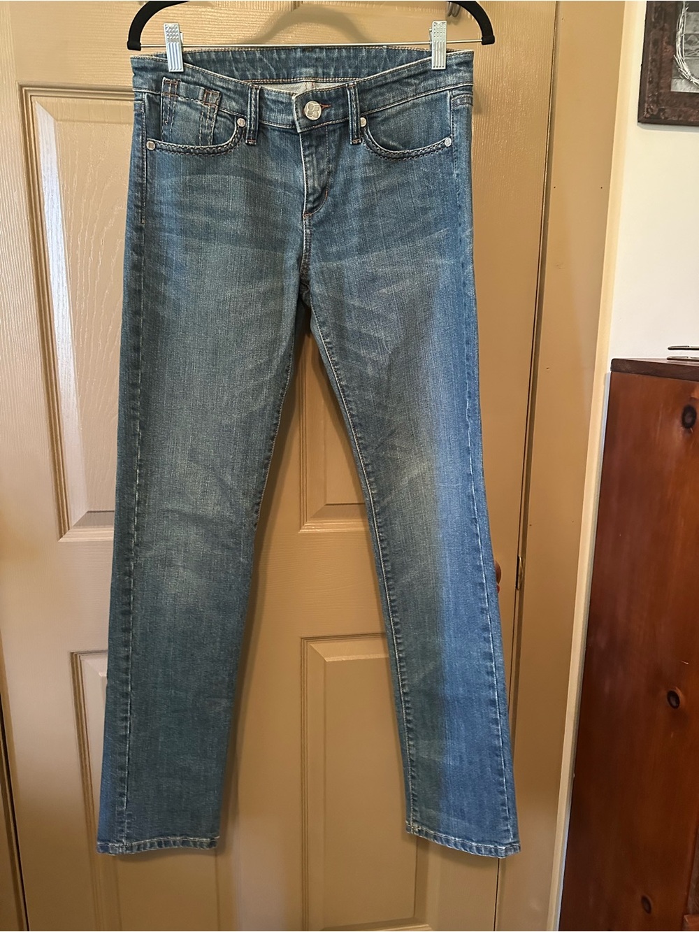 BCBGMaxAzria Light Wash Blue Straight-Leg Jeans